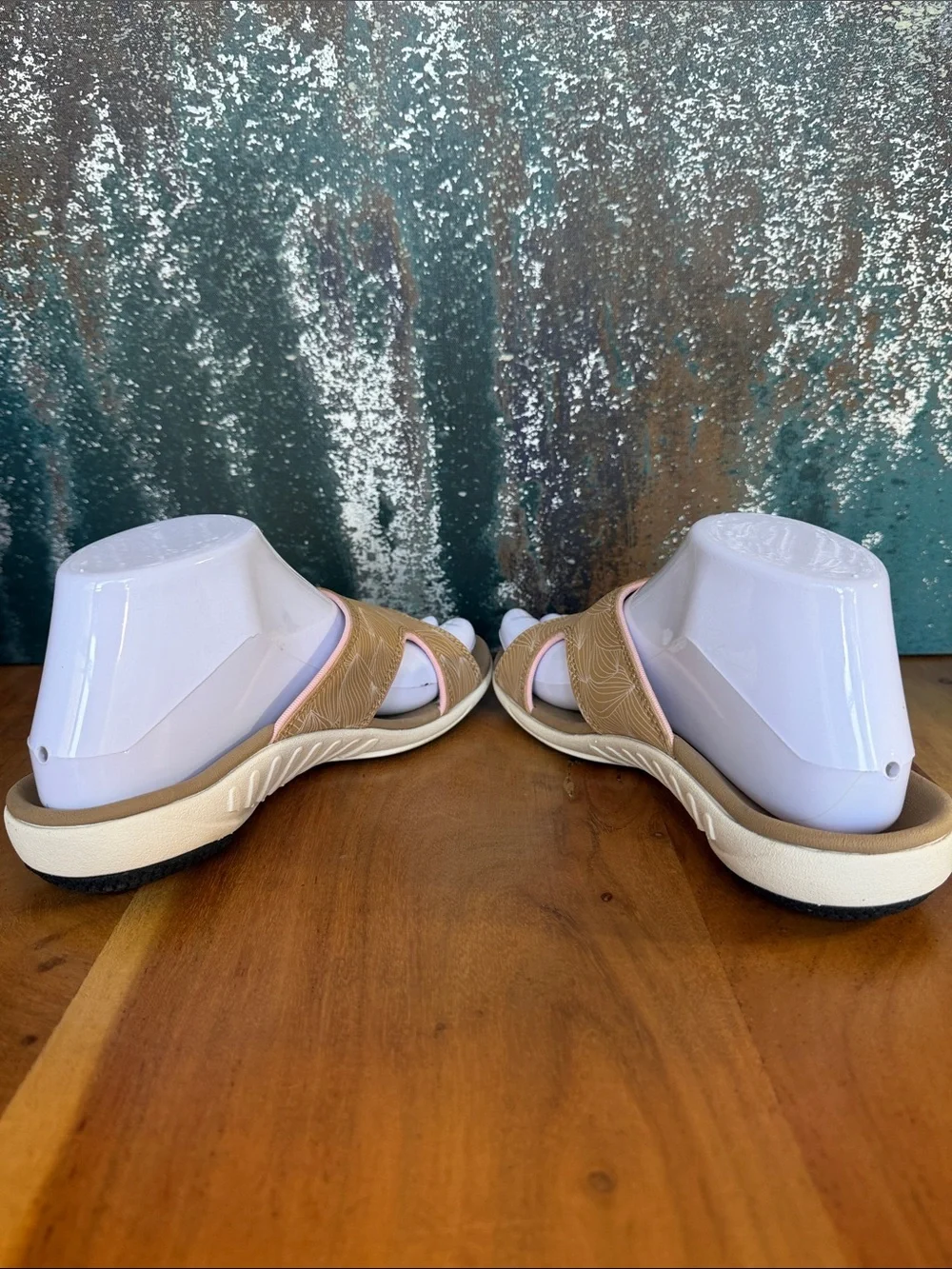 Spenco Comfort Tan/Pink Kholo Wave Orthotic Slide Sandals NWT